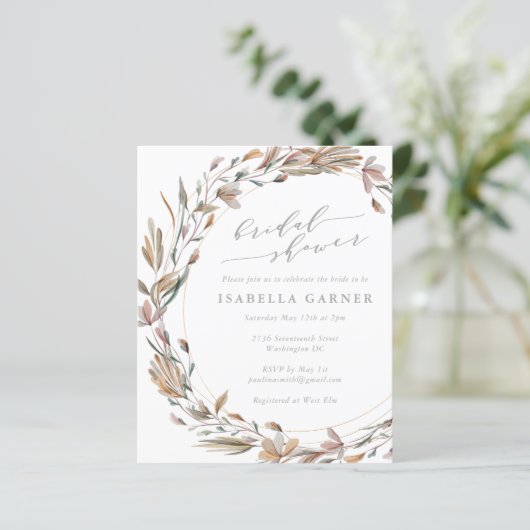 Papier Fête des mariées d'aquarelle florale rustique (Debout devant)