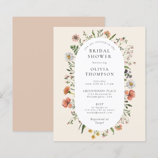 Papier Fête des mariées d'arche Fleur sauvage d'aquarelle (Devant / Derrière)