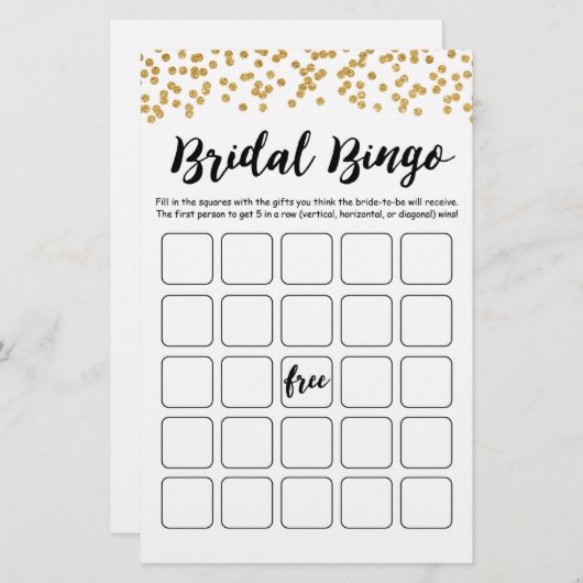 Papier Fête des mariées de bingo nuptiale et jeu de fête  (Devant / Derrière)