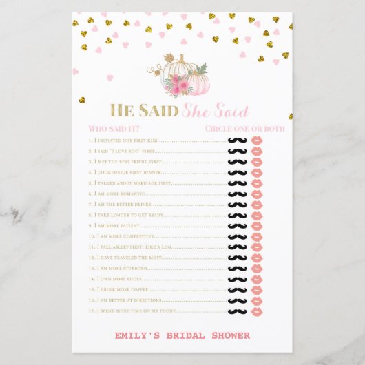 Papier Fête des mariées de chute rose et or Jeu, Citrouil (Devant)