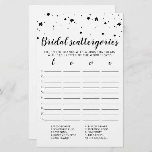 Papier Fête des mariées de jeu modifiable pour les catégo (Devant / Derrière)