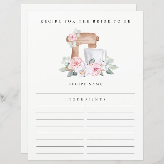 Papier Fête des mariées de la demande de recette florale  (Devant / Derrière)