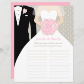 Papier Fête des mariées de mariée Word Jeu rose robe de p (Devant / Derrière)