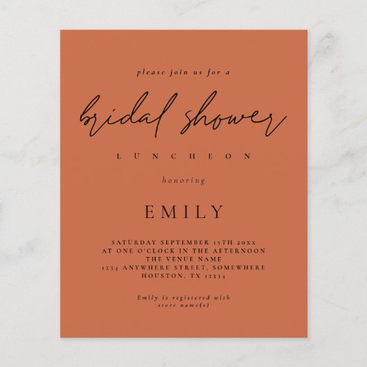 Papier Fête des mariées de script budgétaire Invitation e (Devant)