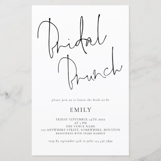 Papier Fête des mariées de script élégant budget Invitati (Devant)