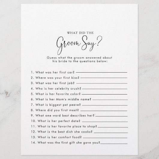 Papier Fête des mariées de script Qu'est-ce que la chambr (Devant)