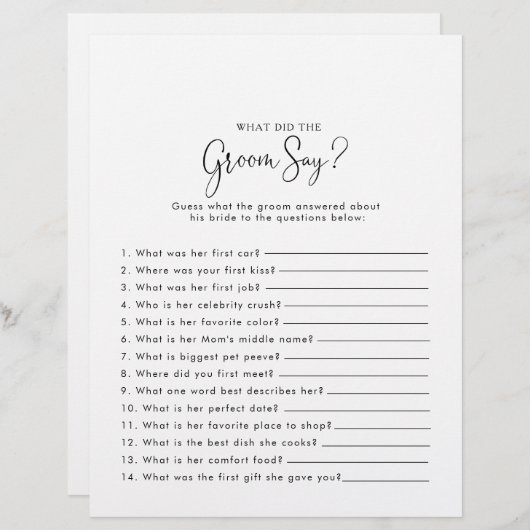 Papier Fête des mariées de script Qu'est-ce que la chambr (Devant / Derrière)