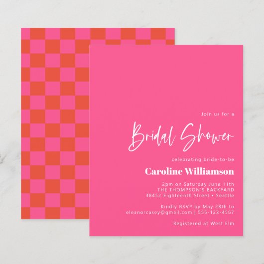 Papier Fête des mariées de tableau de bord rouge rose cha (Devant / Derrière)