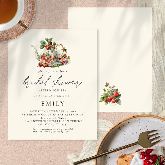 Papier Fête des mariées de thé de l'après-midi aux fraise
