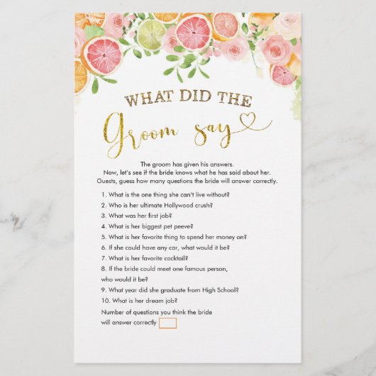 Papier Fête des mariées des agrumes de pamplemousse (Devant)