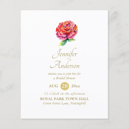 Papier Fête des mariées d'or à l'aquarelle rouge souple (Devant)