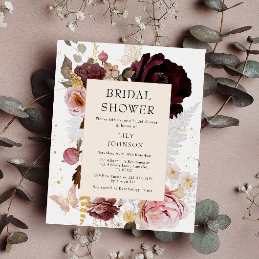 Papier Fête des mariées d'or rose pâle élégante du budget