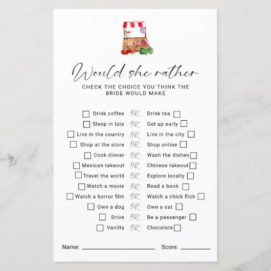 Papier Fête des mariées du marché Voudrait-elle plutôt jo (Devant)