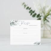 Papier Fête des mariées Dusty Blue Greenery Recette Card (Debout devant)