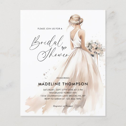 Papier FÊTE DES MARIÉES Élégante Mariage de mariée BUDGET (Devant)