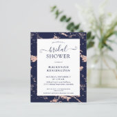 Papier Fête des mariées en marbre d'or Rose bleu marine (Debout devant)