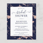 Papier Fête des mariées en marbre d'or Rose bleu marine (Devant)