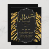 Papier Fête des mariées en or noir brillant Invitations (Devant / Derrière)