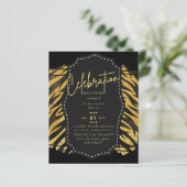 Papier Fête des mariées en or noir brillant Invitations (Debout devant)