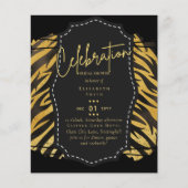 Papier Fête des mariées en or noir brillant Invitations (Devant)