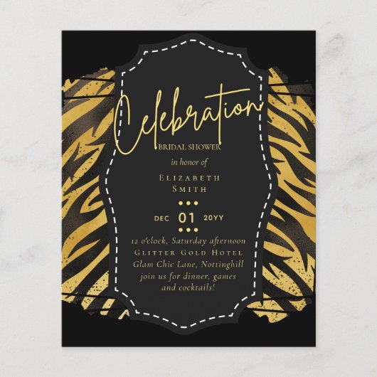 Papier Fête des mariées en or noir brillant Invitations (Devant)