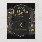 Papier Fête des mariées en or noir brillant Invitations (Devant)