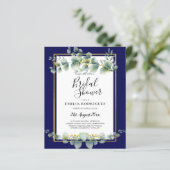 Papier FÊTE DES MARIÉES Eucalyptus de l'OR BLEU MARINE (Debout devant)