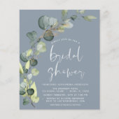 Papier Fête des mariées Eucalyptus Dusty Blue Invitation (Devant)