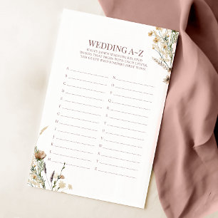 Papier Fête des mariées Fleur sauvage aquarelle A-Z Jeu