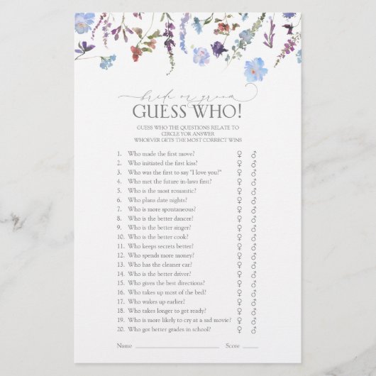 Papier Fête des mariées Fleur sauvage bleu Dusty (Devant)