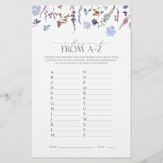 Papier Fête des mariées Fleur sauvage bleu Dusty (Devant)