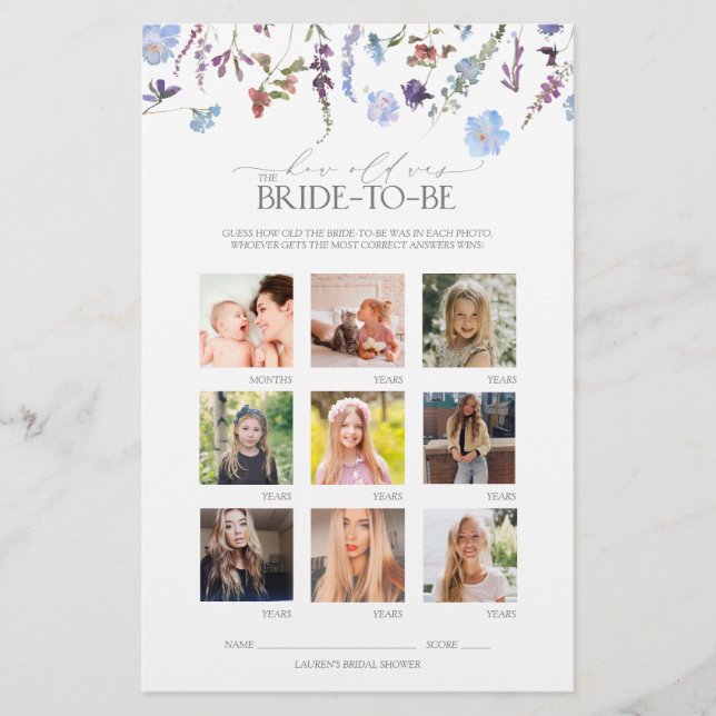 Papier Fête des mariées Fleur sauvage bleu Dusty (Devant)