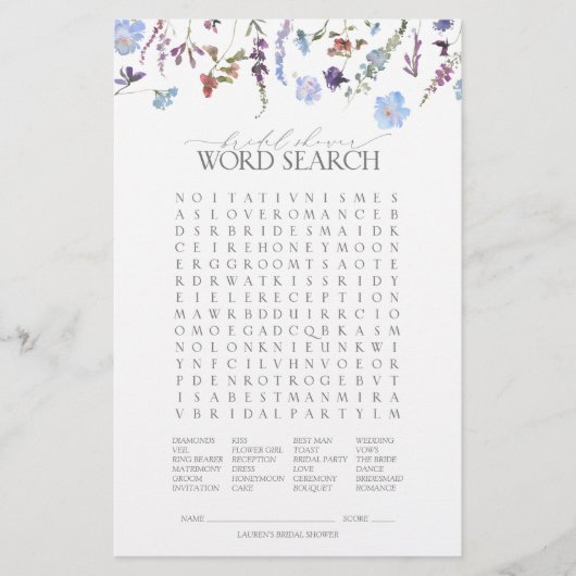 Papier Fête des mariées Fleur sauvage bleu Dusty (Devant)