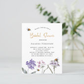 Papier Fête des mariées fleur sauvage violet invitation (Debout devant)