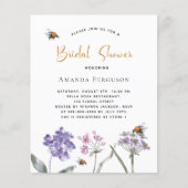 Papier Fête des mariées fleur sauvage violet invitation (Devant)