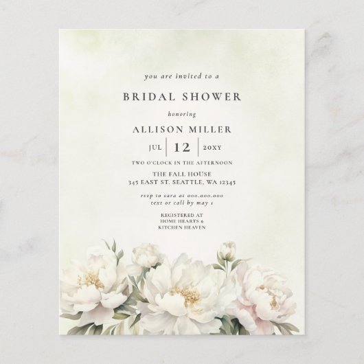 Papier Fête des mariées florale blanche Budget (Devant)