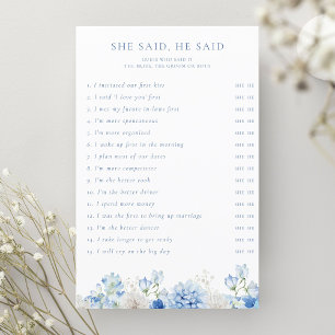 Papier Fête des mariées Florale Bleue Elle Dit Qu'Il A Di