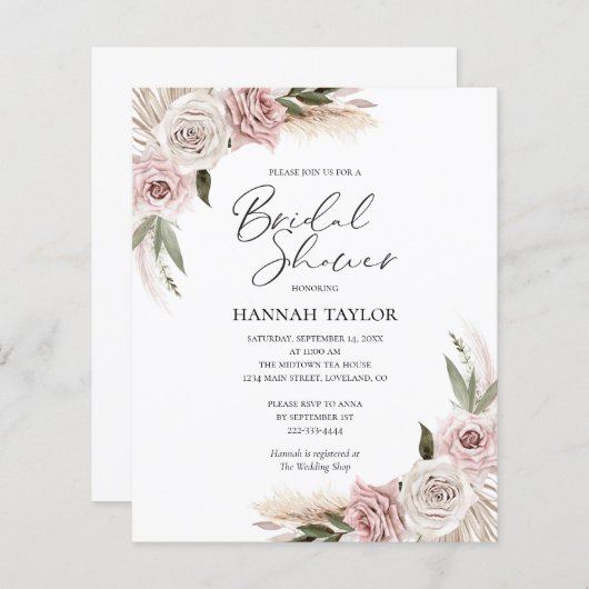 Papier Fête des mariées florale Boho (Devant / Derrière)