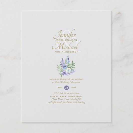 Papier Fête des mariées florale Lilac par courrier ou Mar (Devant)