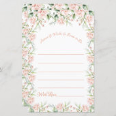 Papier Fête des mariées florale rose-bleu souhaite consei (Devant / Derrière)