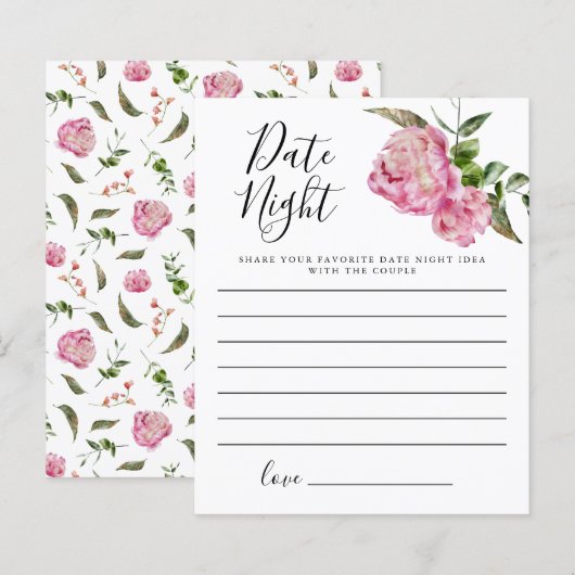 Papier Fête des mariées Florale rose Date Idées de nuit (Devant / Derrière)