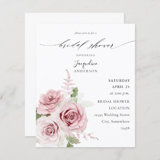 Papier Fête des mariées florale rose pâle (Devant / Derrière)