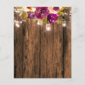 Papier Fête des mariées Florale Rustique Bois Invitation  (Dos)