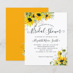 Papier Fête des mariées florale Tournesol jaune Invitatio