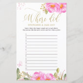 Papier Fête des mariées Game Pink Floral Où sont-ils allé (Devant)