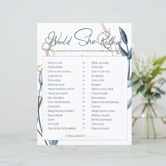 Papier Fête des mariées Game Voudrait Elle Plutôt Blue Go (Debout devant)