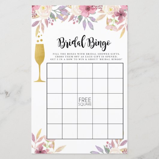 Papier Fête des mariées Games Bingo Jeu Mariage Champagne (Devant)