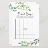 Papier Fête des mariées Games Bingo Jeu Mariage Vert (Devant / Derrière)