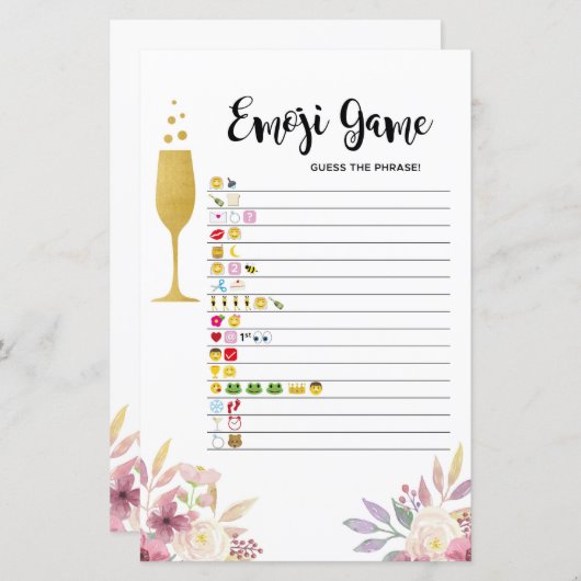 Papier Fête des mariées Games Guess Emoji Game Champagne (Devant / Derrière)
