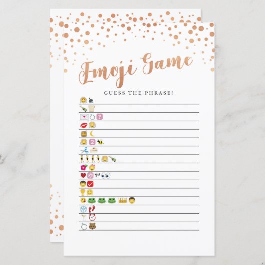Papier Fête des mariées Games Guess Emoji Jeu Rose Gold (Devant / Derrière)